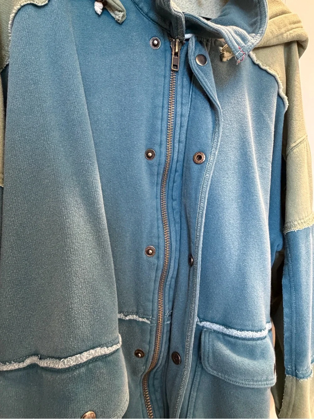 Free People Radio Cardi Hoodie Jacket Top Teal - Picture 5 of 14